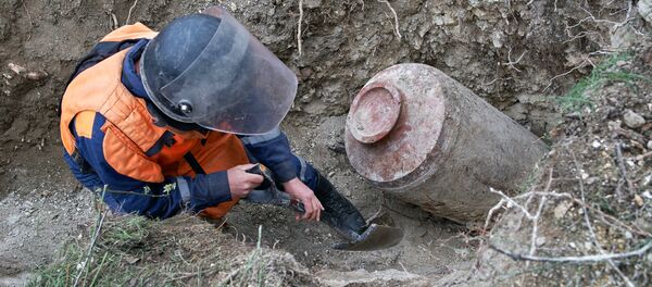 Сапер обезвреживает бомбу времен ВОВ Сапер обезвреживает бомбу времен ВОВ - Sputnik Южная Осетия