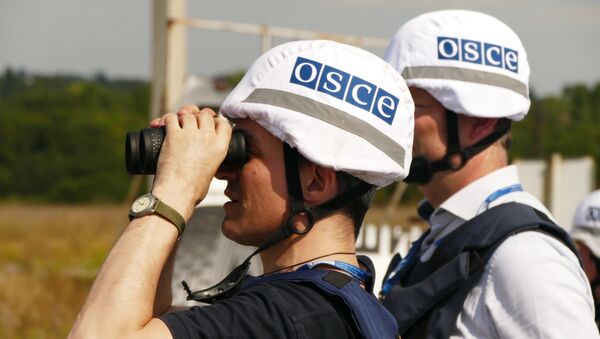 Представители инспекции ОБСЕ на линии соприкосновения в Донбассе - Sputnik Южная Осетия