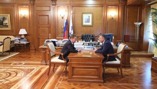 Встреча президент Южной Осетии Анатолия Бибилова с главой Газпрома Алексеем Миллером - Sputnik Хуссар Ирыстон