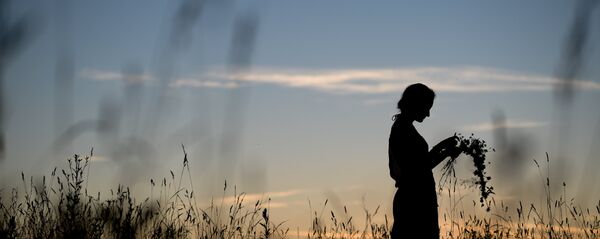 Девушка собирает цветы в поле Девушка собирает цветы в поле - Sputnik Южная Осетия