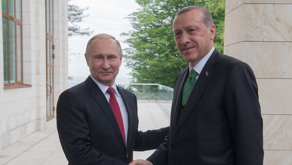 Встреча президента РФ В. Путина с президентом Турции Р. Эрдоганом - Sputnik Южная Осетия