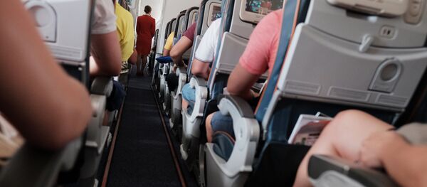 Пассажиры и бортпроводница в самолете - Sputnik Южная Осетия