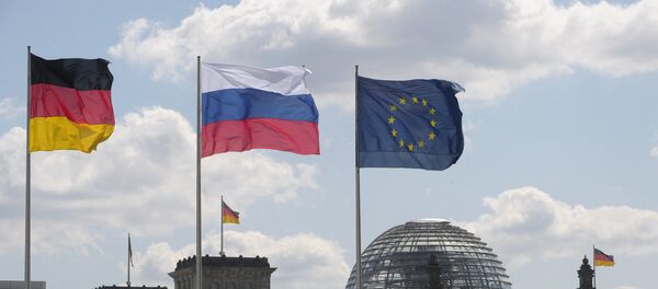 Флаги Германии, России и ЕС Флаги Германии, России и ЕС - Sputnik Южная Осетия