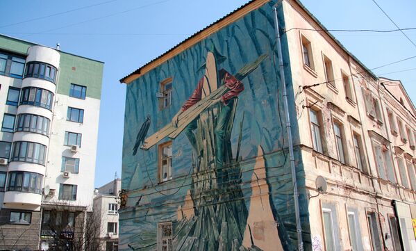 Произведение стрит-арта  на жилом здании в исторической части Нижнего Новгорода - Sputnik Южная Осетия