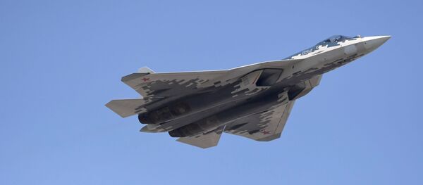 Многофункциональный истребитель Су-57 на репетиции воздушной части парада Победы в Москве Многофункциональный истребитель Су-57 на репетиции воздушной части парада Победы в Москве - Sputnik Южная Осетия
