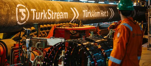 Символический стык, олицетворяющий завершение морской укладки первой нитки в Черном море - Sputnik Южная Осетия