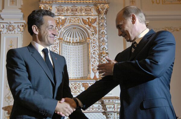 Президенты Франции Николя Саркози и России Владимир Путин - Sputnik Южная Осетия
