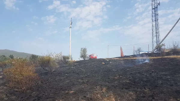 Пожарные на тушении огня в Южной Осетии