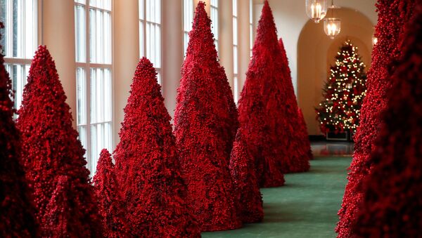 Деревья из красных ягод в Белом доме в Вашингтоне  - Sputnik Южная Осетия