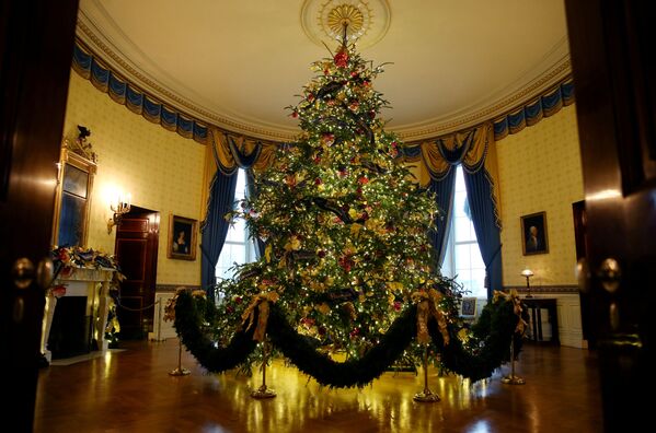 Официальная рождественская елка в Голубой комнате Белого дома в Вашингтоне  - Sputnik Южная Осетия