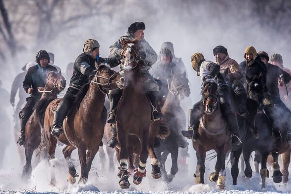 Участники национальной конно-спортивной игры аламан улак на территории поселка Дача СУ под Бишкеком - Sputnik Южная Осетия
