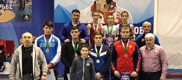 Юношеская сборная Северной Осетии по греко-римской борьбе завоевала 7 наград на первенстве СКФО Юношеская сборная Северной Осетии по греко-римской борьбе завоевала 7 наград на первенстве СКФО - Sputnik Южная Осетия