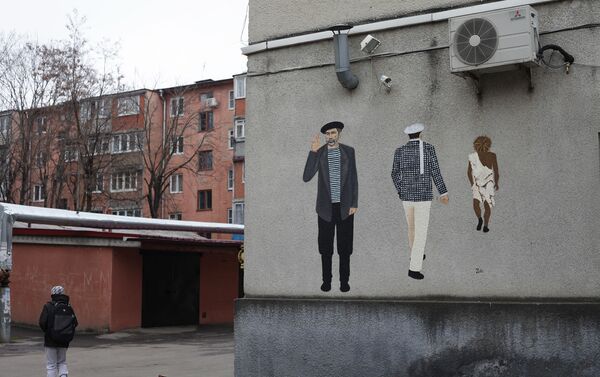Граффити во Владикавказе, посвященное Сергею Юрскому  - Sputnik Южная Осетия