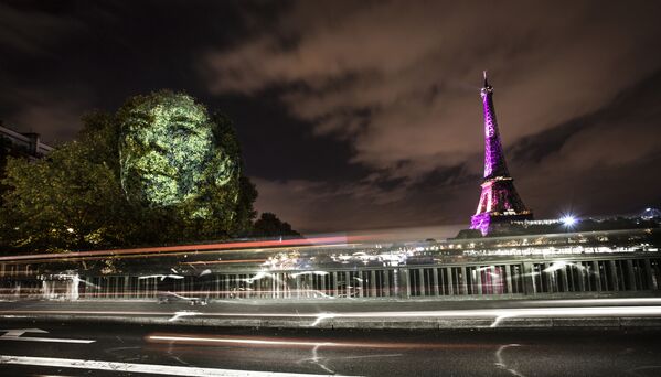 Световой портрет на деревьях в Париже - Sputnik Южная Осетия