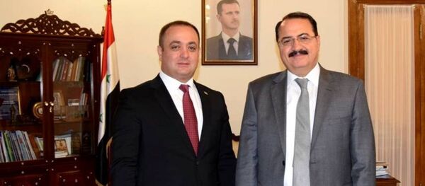 Хуссар Ирыстоны минӕвар Уӕрӕсейы Гасситы Знауыр ӕмӕ Сирийы минӕвар Уӕрӕсейы Риад Хаддад Хуссар Ирыстоны минӕвар Уӕрӕсейы Гасситы Знауыр ӕмӕ Сирийы минӕвар Уӕрӕсейы Риад Хаддад - Sputnik Хуссар Ирыстон