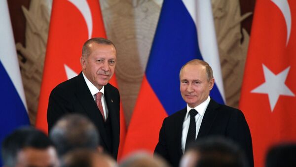 Президент РФ Владимир Путин и президент Турции Реджеп Тайип Эрдоган (слева) - Sputnik Южная Осетия