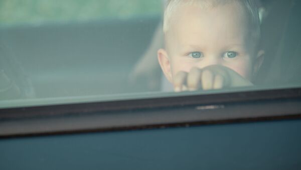 Маленький ребенок смотрит в окно автомобиля - Sputnik Южная Осетия