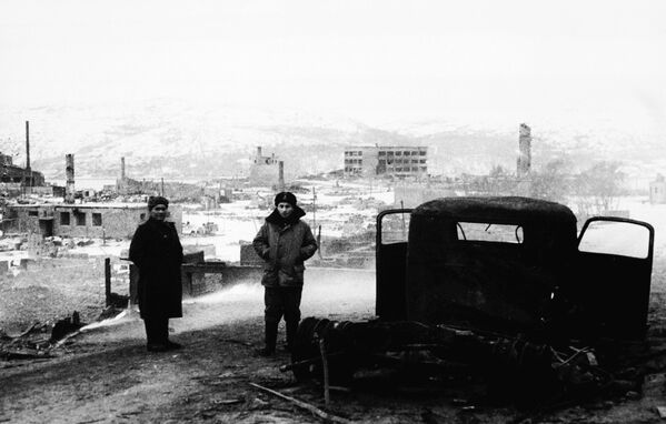 Город Киркенес (Норвегия), дотла сожженный фашистами, 1944 год  - Sputnik Южная Осетия
