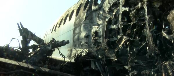 Обгоревший фюзеляж самолета компании Аэрофлот Sukhoi Superjet-100 на летном поле в аэропорту Шереметьево - Sputnik Южная Осетия