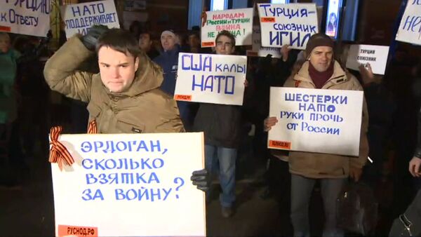 Турцию, НАТО к ответу! – москвичи вышли протестовать из-за сбитого Су-24 - Sputnik Южная Осетия