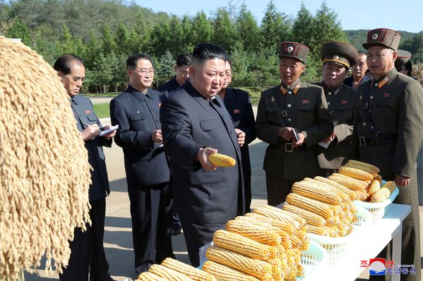 Северокорейский лидер Ким Чен Ын во время посещения фермы, КНДР - Sputnik Южная Осетия