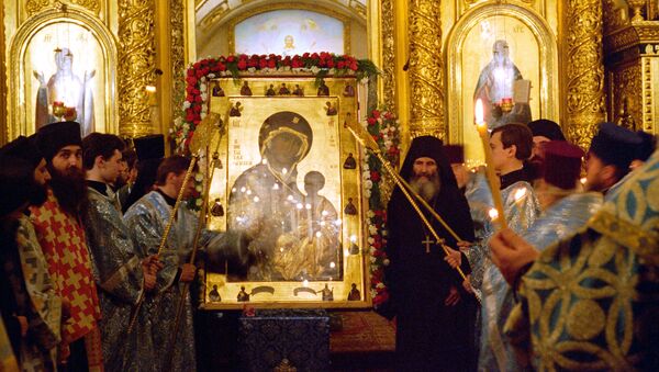 Икона Иверской Божьей Матери в Иверской часовне - Sputnik Южная Осетия