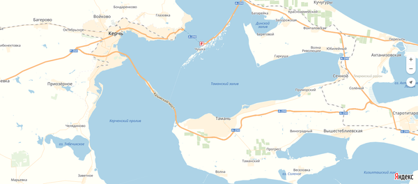 Скриншот карты сервиса Google Maps, на котором появился Крымский мост Скриншот карты сервиса Google Maps, на котором появился Крымский мост - Sputnik Южная Осетия