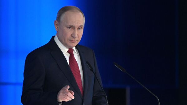 Президент РФ Владимир Путин выступает с ежегодным посланием Федеральному Собранию - Sputnik Южная Осетия