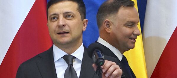 Президент Украины Владимир Зеленский и президент Польши Анджей Дуда в Освенциме Президент Украины Владимир Зеленский и президент Польши Анджей Дуда в Освенциме - Sputnik Южная Осетия
